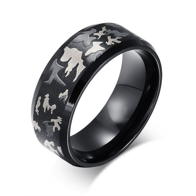 Fashion Pattern Black Titanium Steel Men's Ring