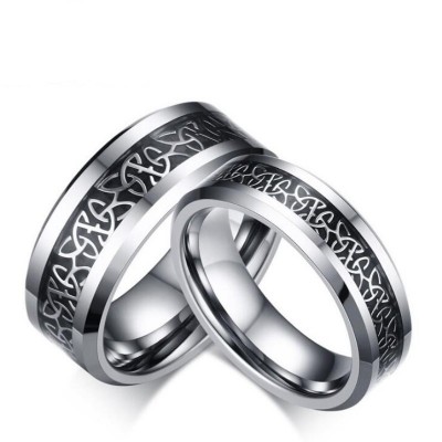 Titanium Steel Silver Black Promise Rings for Couples