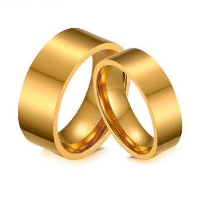 Gold Titanium Steel Promise Rings for Couples