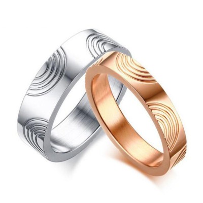 Rose Gold & Silver Titanium Steel Promise Rings for Couples