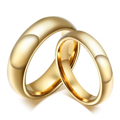 Titanium Steel Gold Promise Rings for Couples