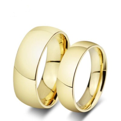 Titanium Steel Gold Promise Rings for Couples