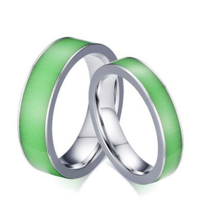 Luminous Titanium Steel Silver Promise Rings for Couples