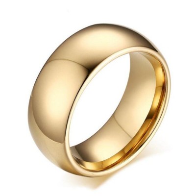 Tungsten Gold Color Simple Men's Ring