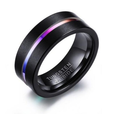 Tungsten Colorful Black Men's Ring