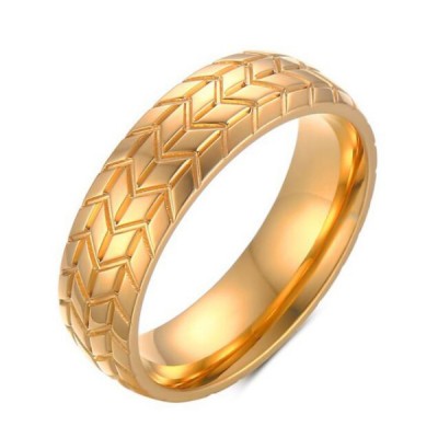 Titanium Tire Gold Men's Ring
