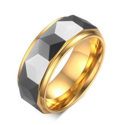 Tungsten Gold & Grey Men's Ring