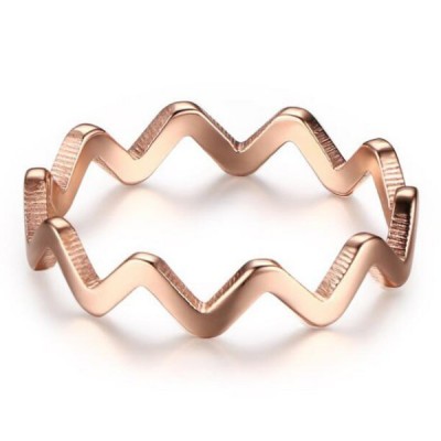 Titanium Ripple Rose Gold Promise Rings For Her