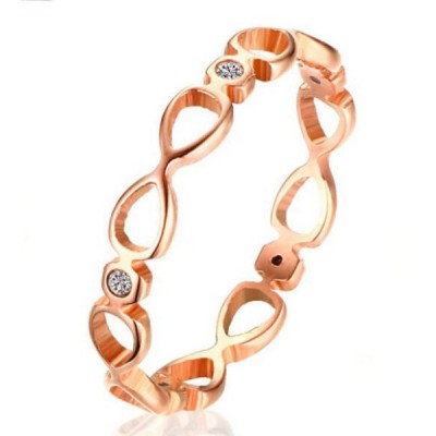 Titanium Round Cut White Sapphire Infinity Rose Gold Promise Rings For Her