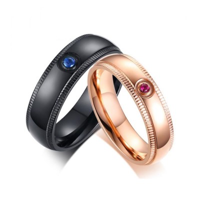 Black & Rose Gold Titanium Couple Rings