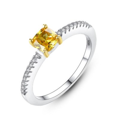 Cushion Cut Topaz 925 Sterling Silver Promise Ring