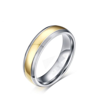 Silver and Gold Comfort Fit Titanium Men's Ring