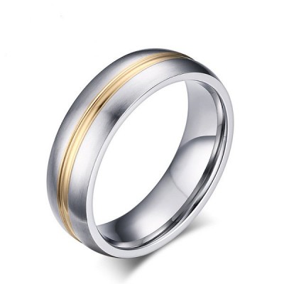 Fashion Comfort Fit Gold Inlay Titanium Men's Ring