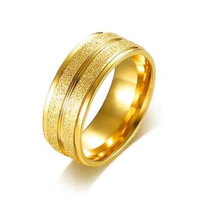 Tungsten Gold Color Simple Men's Ring