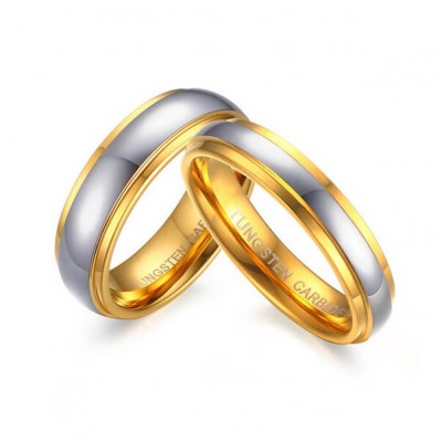 Gold and Silver Titanium Steel Promise Ring for Couples