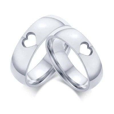 Heart Design Titanium Steel Promise Ring for Couples