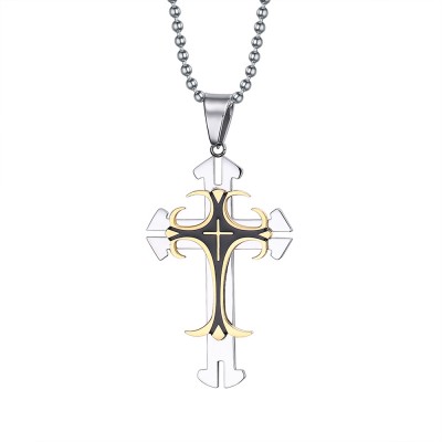 Cool Gold and Silver Cross 925 Sterling Silver Necklace