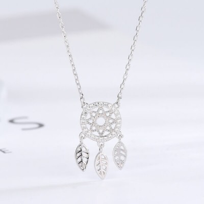 Fashion Leaf and Star Design S925 Sterling Silver Necklace