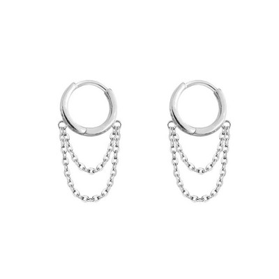 925 Sterling Silver Chains Jacket Earrings