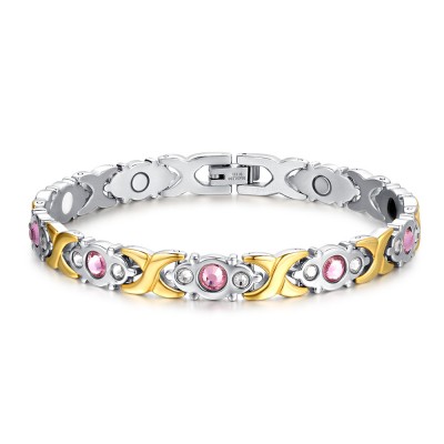 Pink Sapphire Silver and Gold 925 Sterling Silver Bracelet