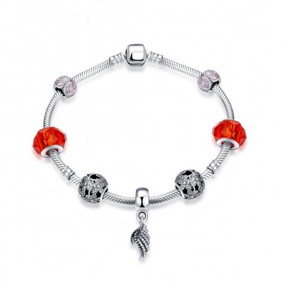 Red and Pink Wing Accessories S925 Silver Bracelets