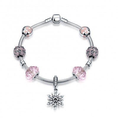 Pink Flower Cool Pendant S925 Silver Bracelets