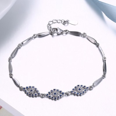 Unique Royal Blue Eyes Pendant S925 Silver Bracelets