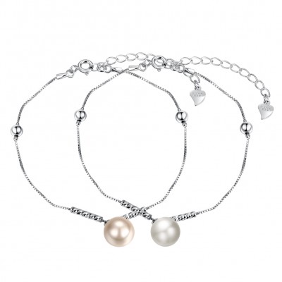 White/Pearl Pink Pearl S925 Silver Bracelets