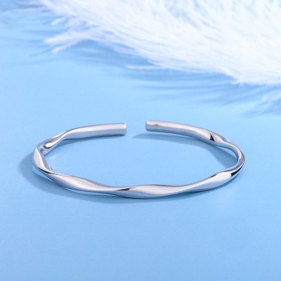 Moebius 925 Sterling Silver Opening Solid Bracelets