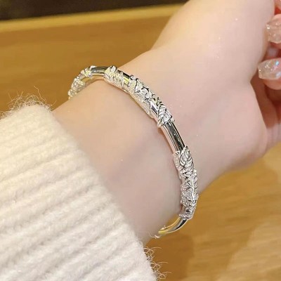 Floral 925 Sterling Silver Push-Pull Adjustable Bracelets