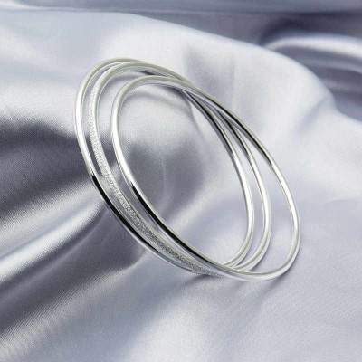 Classic 925 Sterling Silver Three Piece Stackable Bracelets