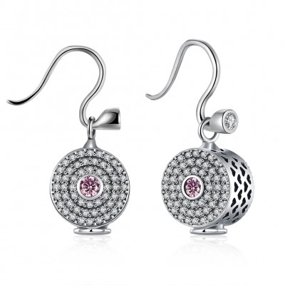 Round Cut Pink White Sapphire S925 Silver Earrings
