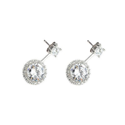 Halo White Sapphire Sterling Silver Stud Earrings