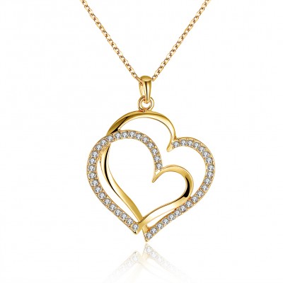 Heart Round Cut White Sapphire Gold/Rose Gold/Silver Titanium Necklaces