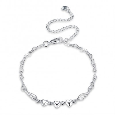 Three Hearts Silver Titanium Anklets