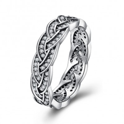 Round Cut White Sapphire S925 Silver Infinity Rings