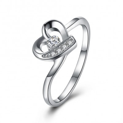 Round Cut White Sapphire S925 Silver Promise Rings