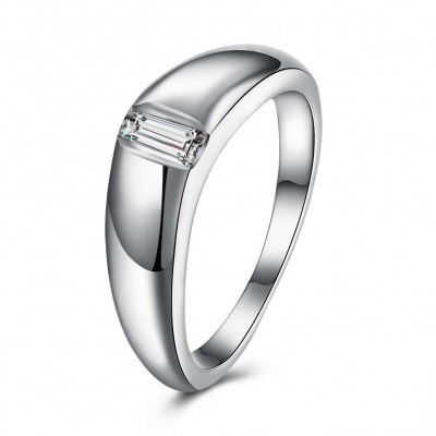 Emerald Cut White Sapphire S925 Silver Wedding Bands