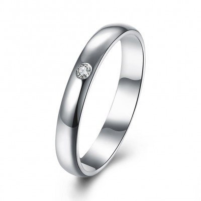 Round Cut White Sapphire S925 Silver Wedding Bands