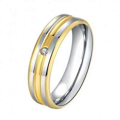 Round Cut White Sapphire Gold & Silver Titanium Promise Wedding Bands