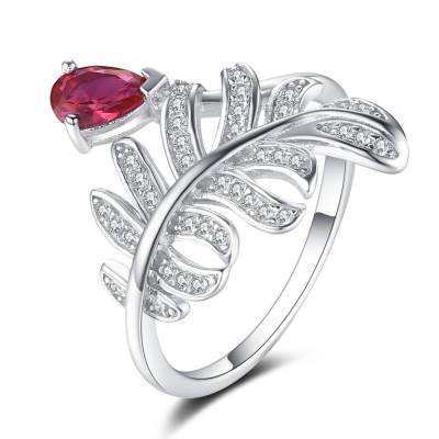 Pear Cut Ruby 925 Sterling Silver Cocktail Ring