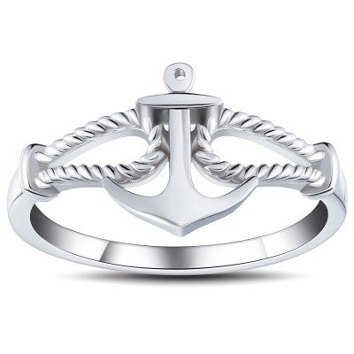 Anchor Style 925 Sterling Silver Promise Rings For Her