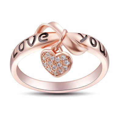 Bowknot Design Love You 925 Sterling Silver Women's Ring
