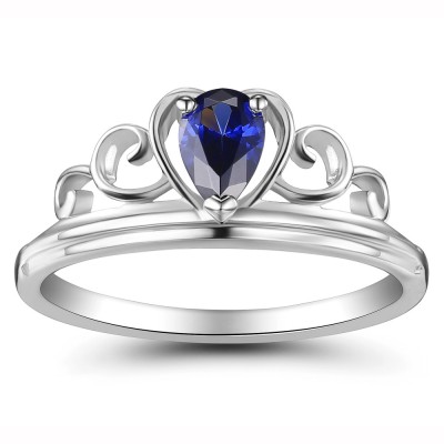 Crown Pear Cut 925 Sterling Silver Women's Ring