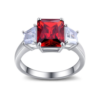 Cushion Cut Garnet 925 Sterling Silver Women's Ring