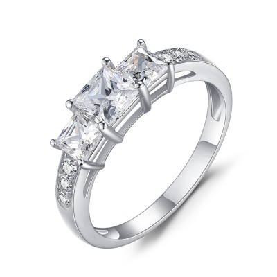 Princess Cut Gemstone 925 Sterling Silver Engagement Ring