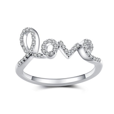 Love White Sapphire 925 Sterling Silver Women's Ring