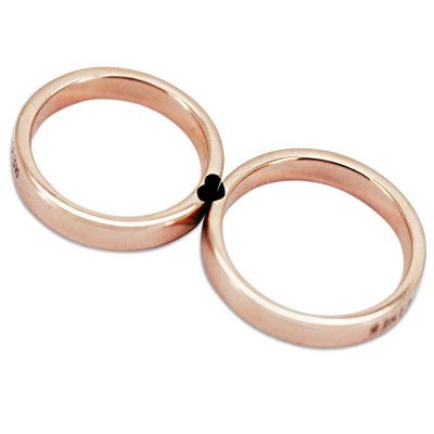Hearts Together Rose Gold 925 Sterling Silver Matching Couple Rings