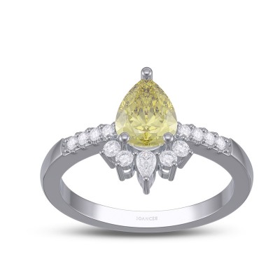 Art Deco Pear Cut Yellow Topaz 925 Sterling Silver Engagement Ring