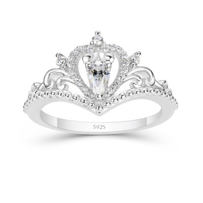 Pear Cut White Sapphire 925 Sterling Silver Heart Promise Ring